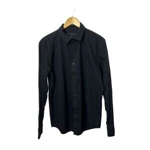 Calvin Klein Jeans Black Pinstripe Casual Button Down Shirt Men's Size Large